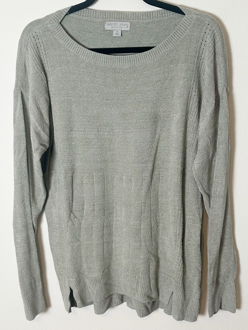 Barefoot Dreams Cozychic Ultra Lite Dockside Pullover Top Long Sleeve Green M